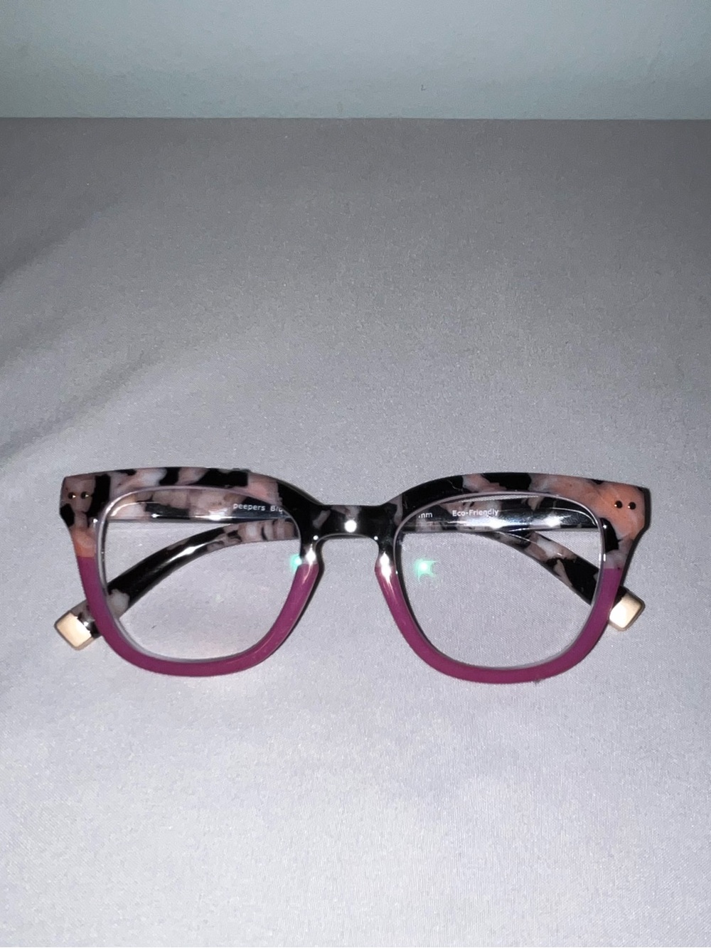 Peepers Faye Readers Black/Marble/Pink(Blue Light) 3.00 Cat Eye Shape Pre-Owned